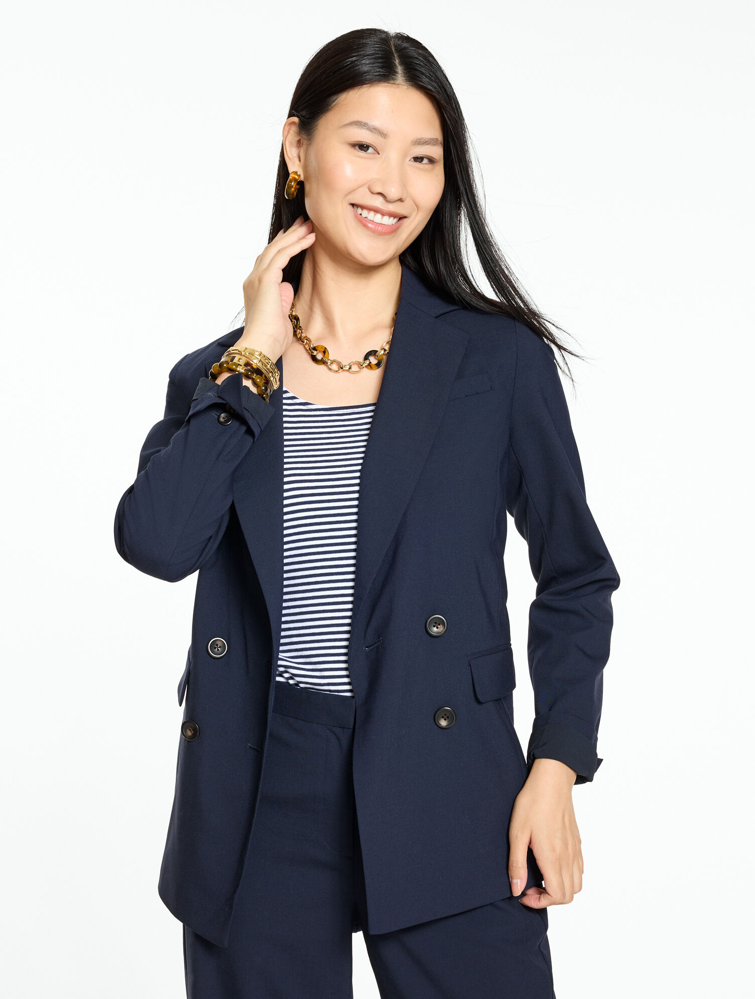 Double Breasted Wool Blend Blazer