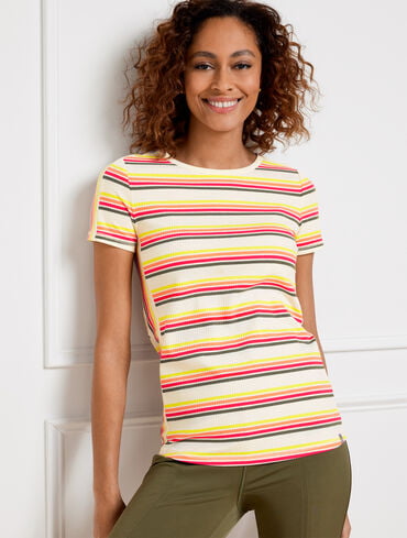 Ribbed Short Sleeve Tee - Outing Stripe