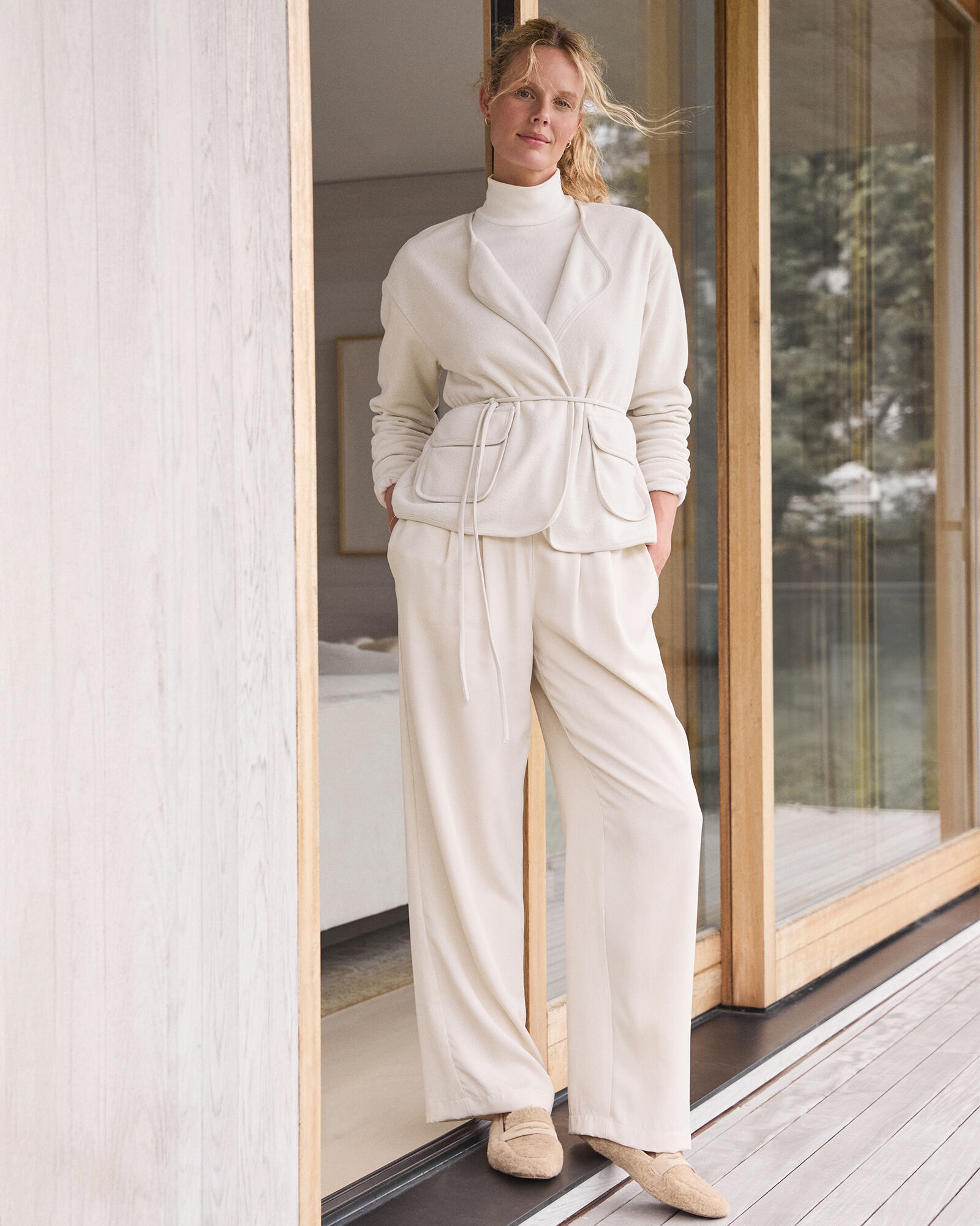 Brushed Terry Open Front Jacket