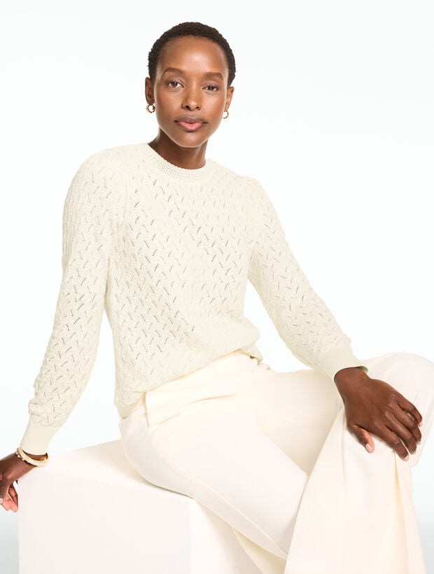 Pointelle Crewneck Pullover