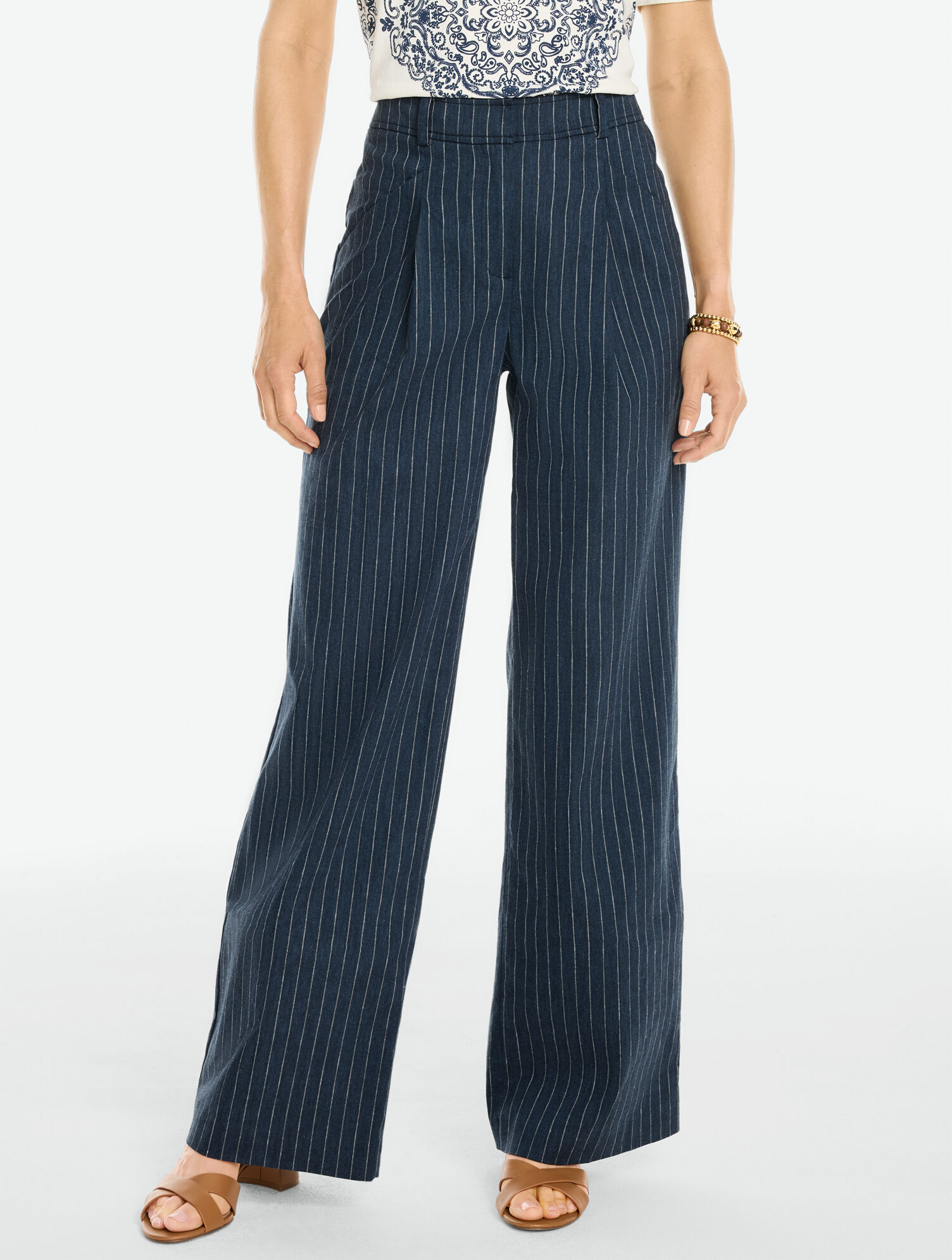 Wide Leg Pants - Pinstripe