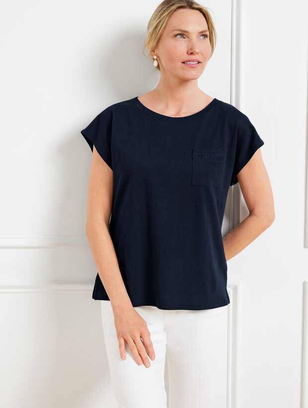 Linen Blend Dropped Shoulder Tee