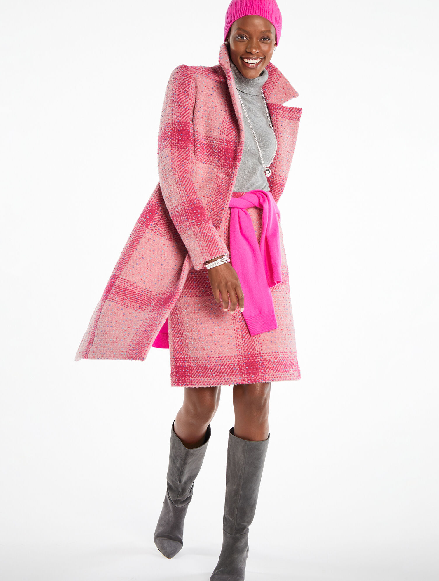 Confetti Plaid Long Coat | Talbots