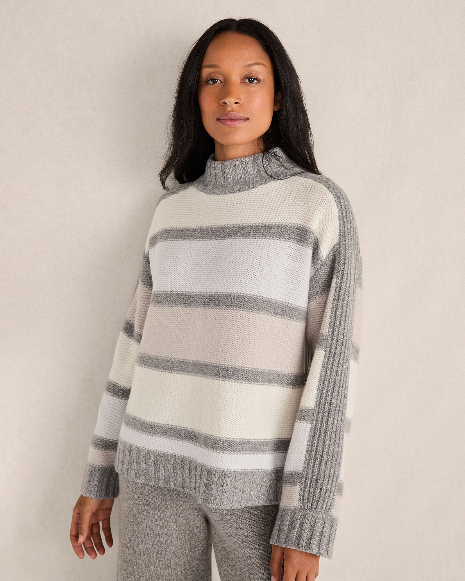 Cashmere Striped Mockneck Sweater | Haven Well Within