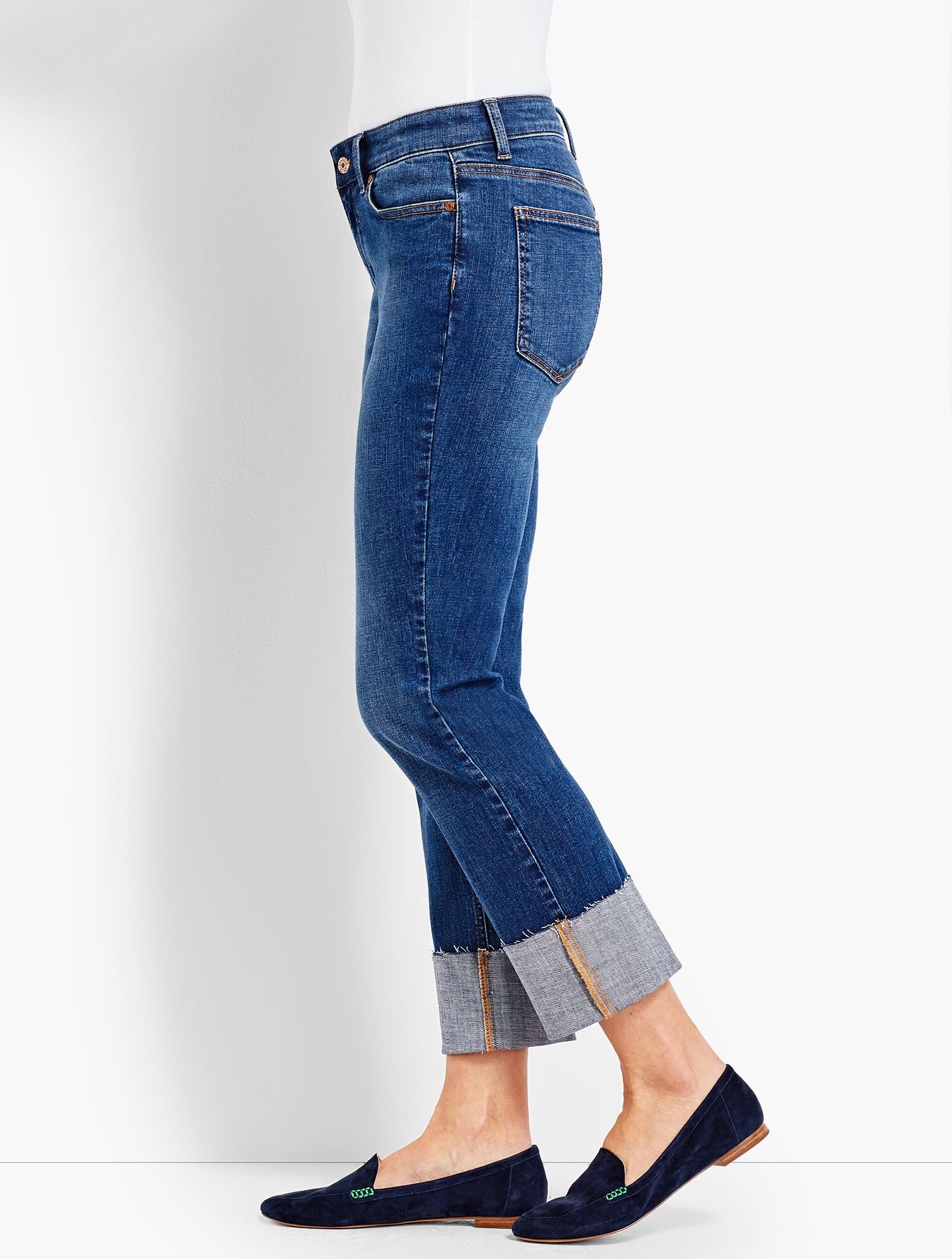 Cuffed Denim Straight Crop - Taylor Wash