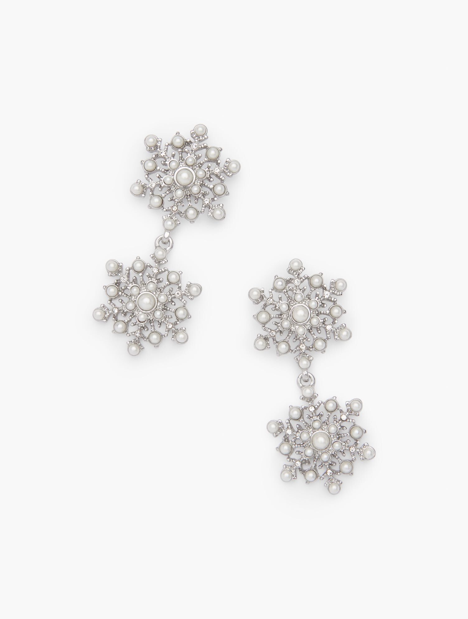 Double Snowflake Drop Earrings