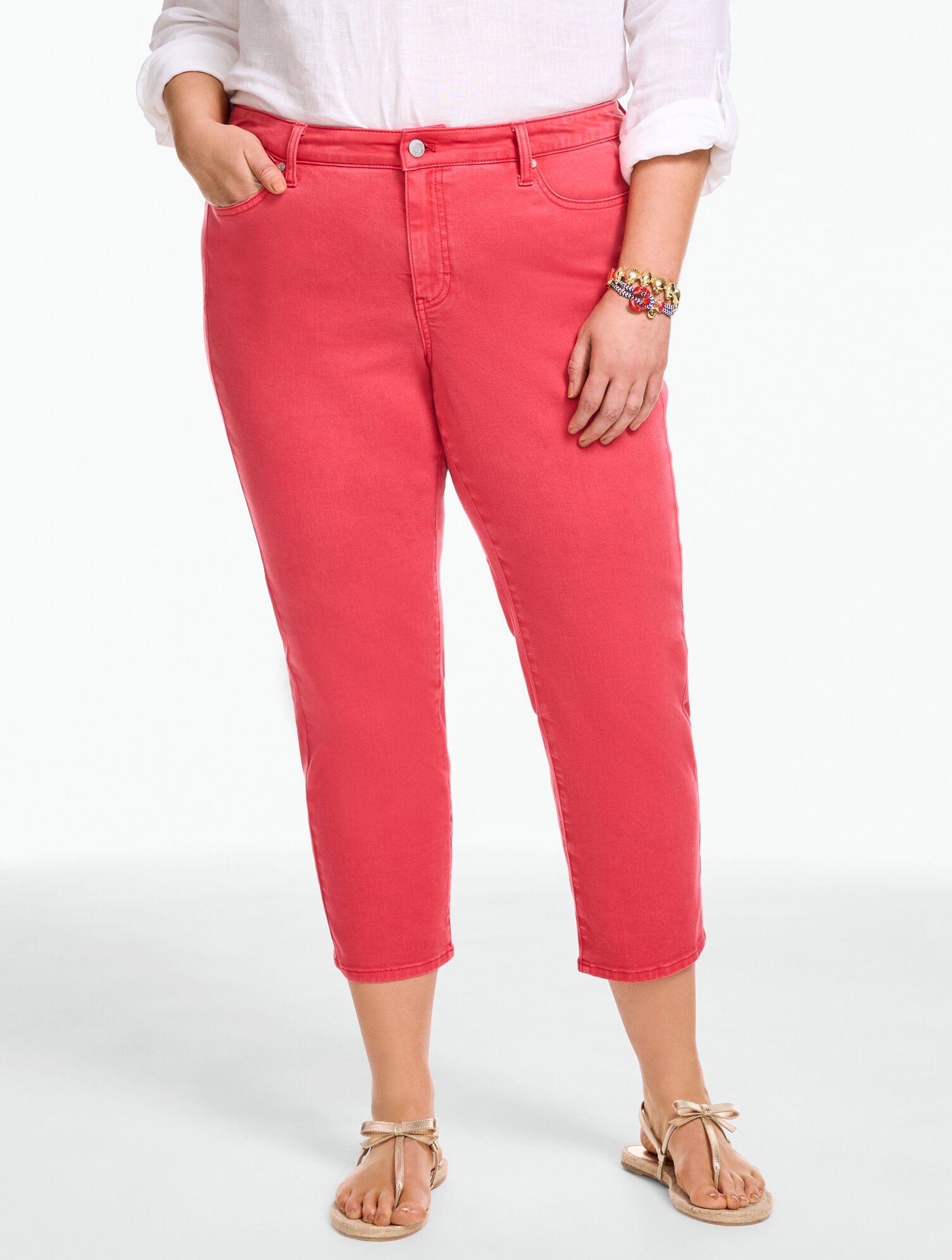 Straight Crop Lightweight Jeans - Solids