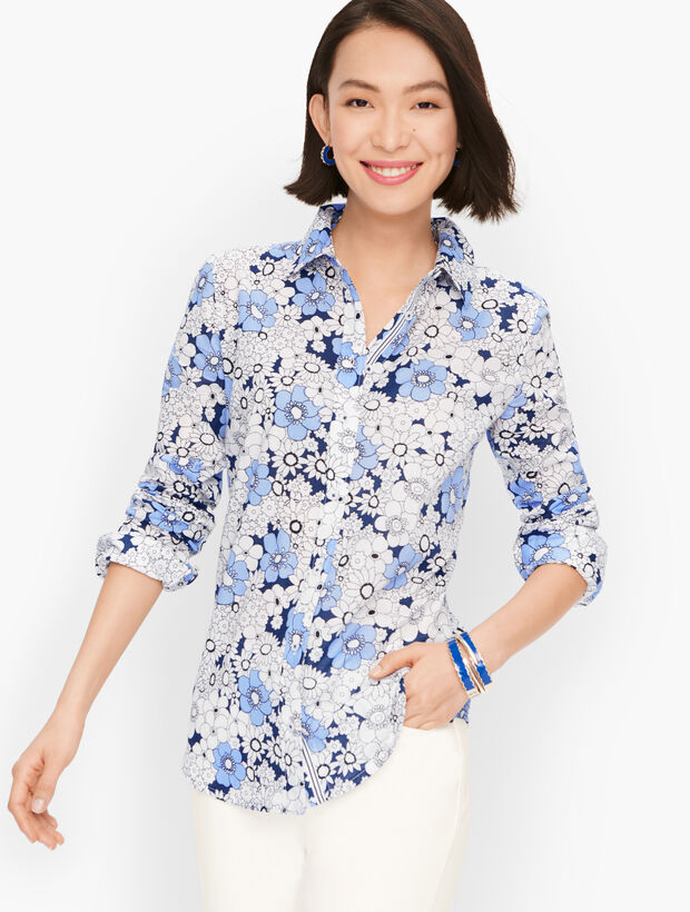 Classic Cotton Shirt Floral Bouquet Talbots