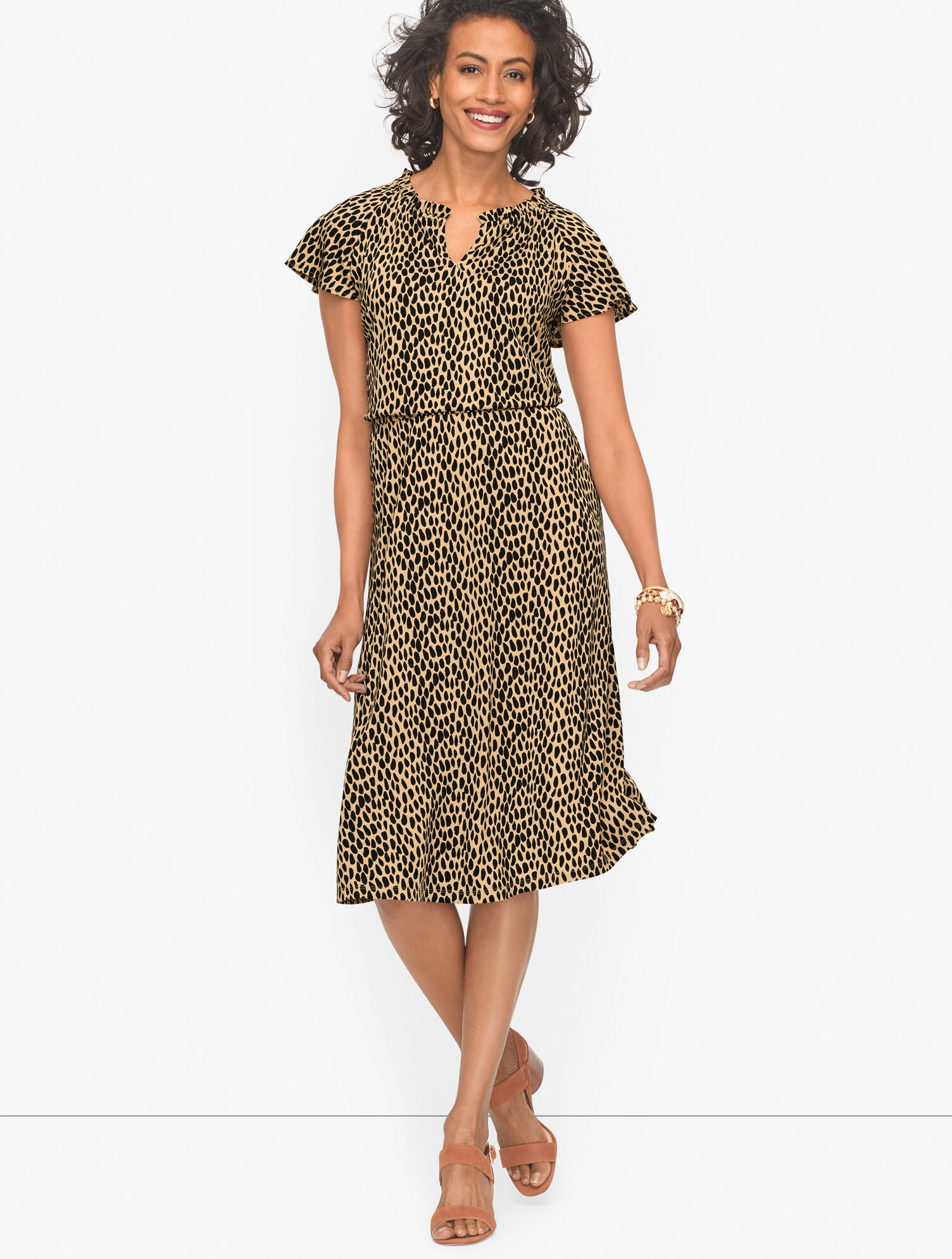 green emerald velvet dress Leopard Print Fit & Flare Open Back Dress Animal / Large