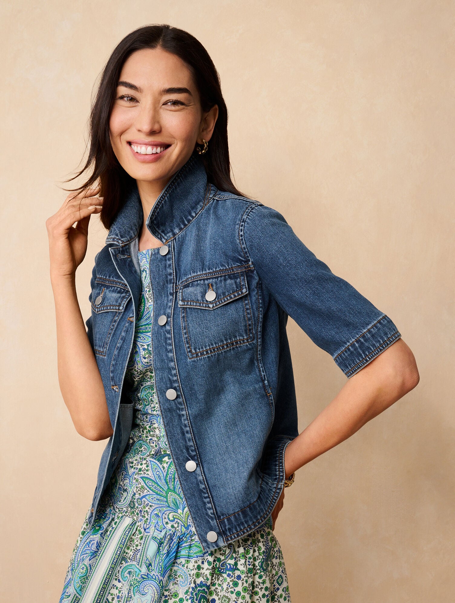Short Sleeve Jean Jacket - Medium Wash | Talbots