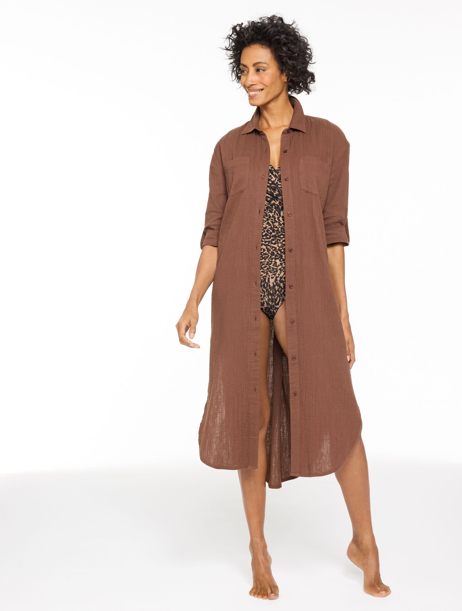 Aqua Club Gauze Long Shirt Cover-Up