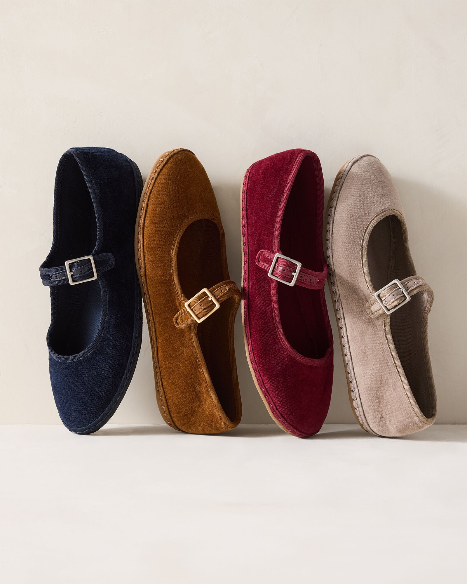 Velvet Mary Jane Ballet Flats - thumbnail 3