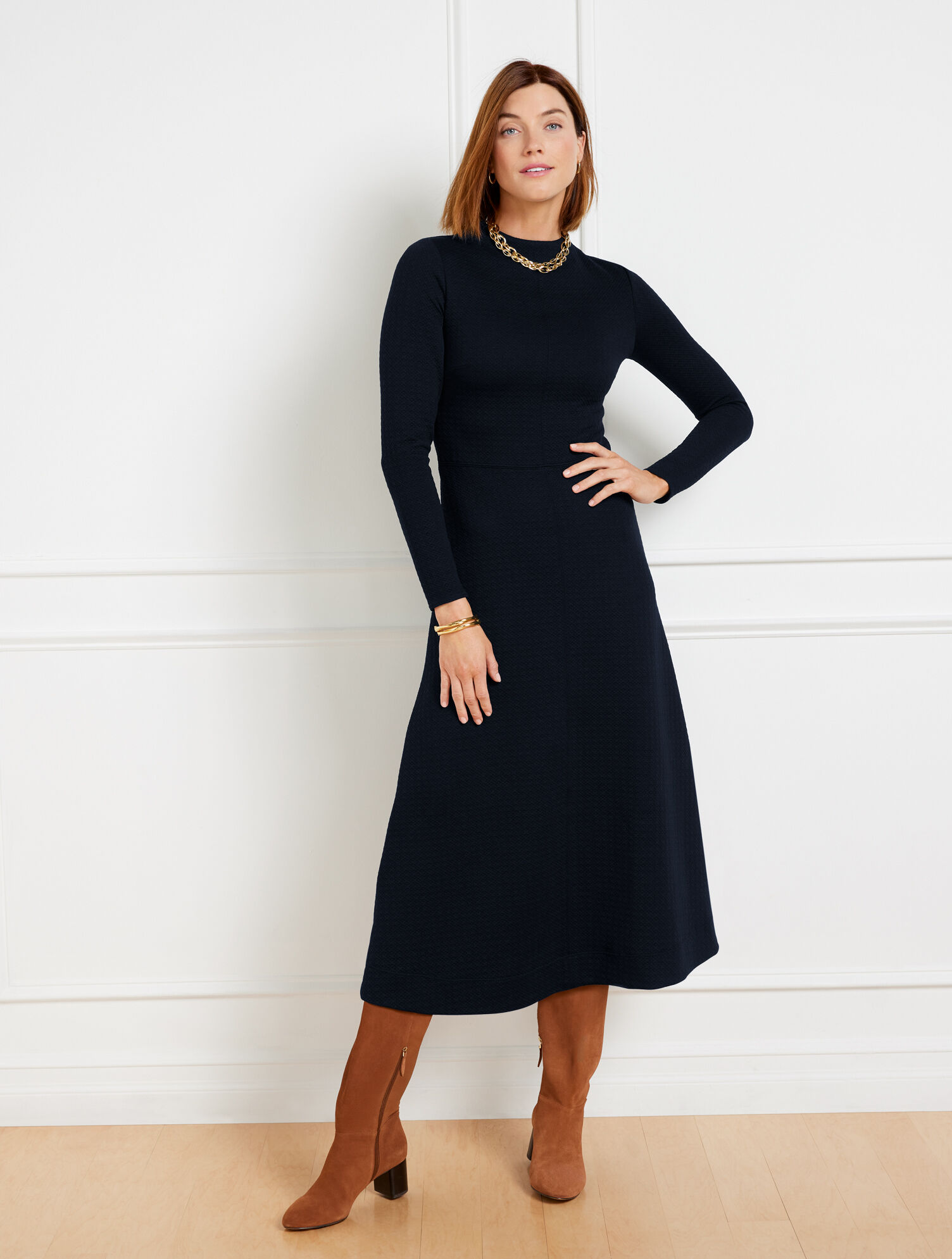 Geo Texture Mockneck Dress | Talbots
