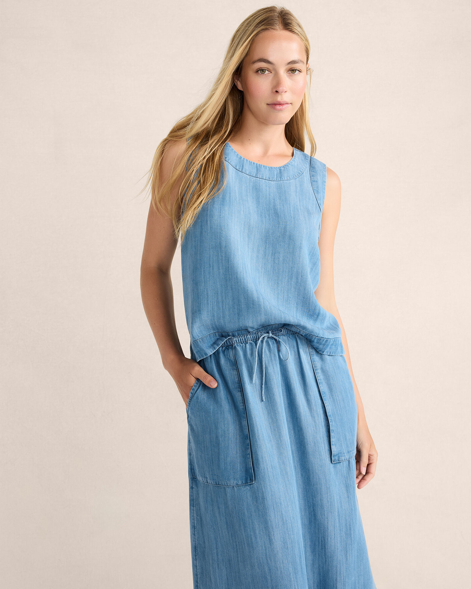Chambray Sleeveless Top