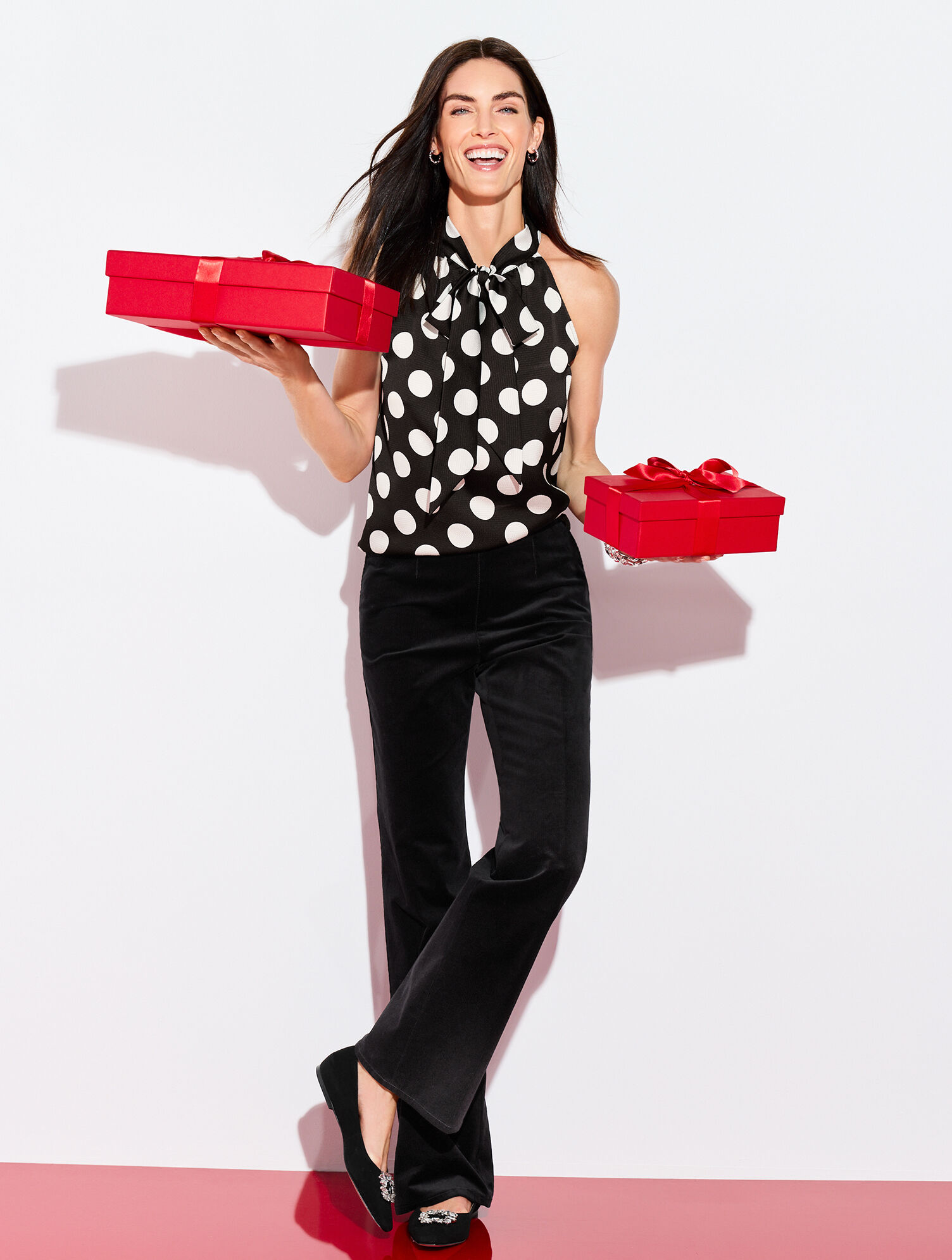 Tie Neck Halter Top - Brilliant Dot