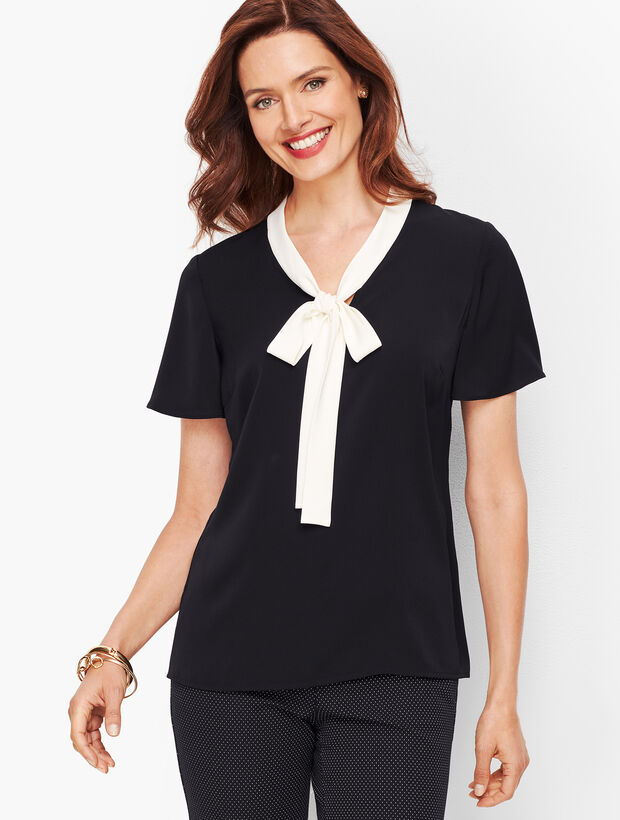 Flutter Sleeve Tie Top - Tipped 