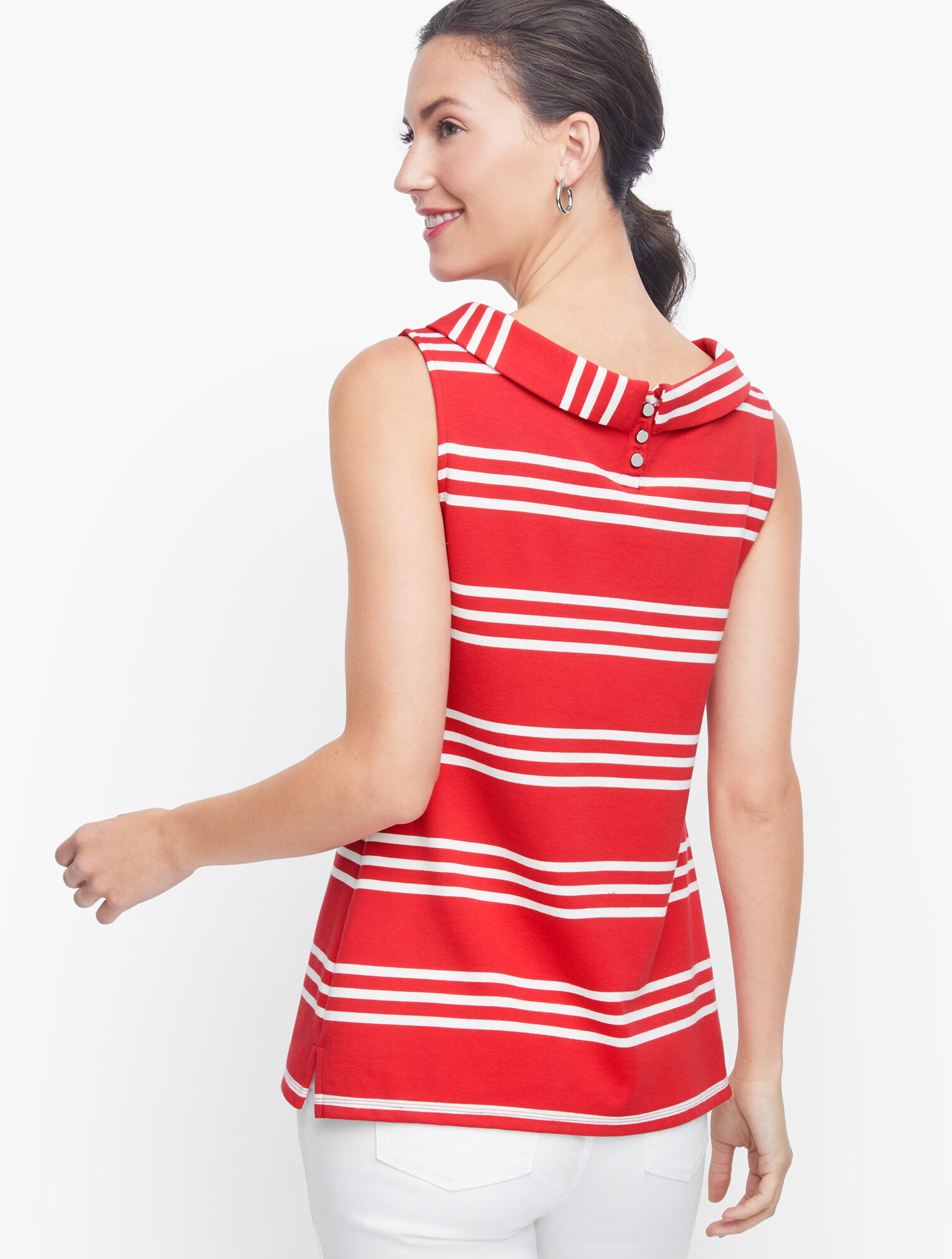 Ponte Sabrina Neck Top - Stripe