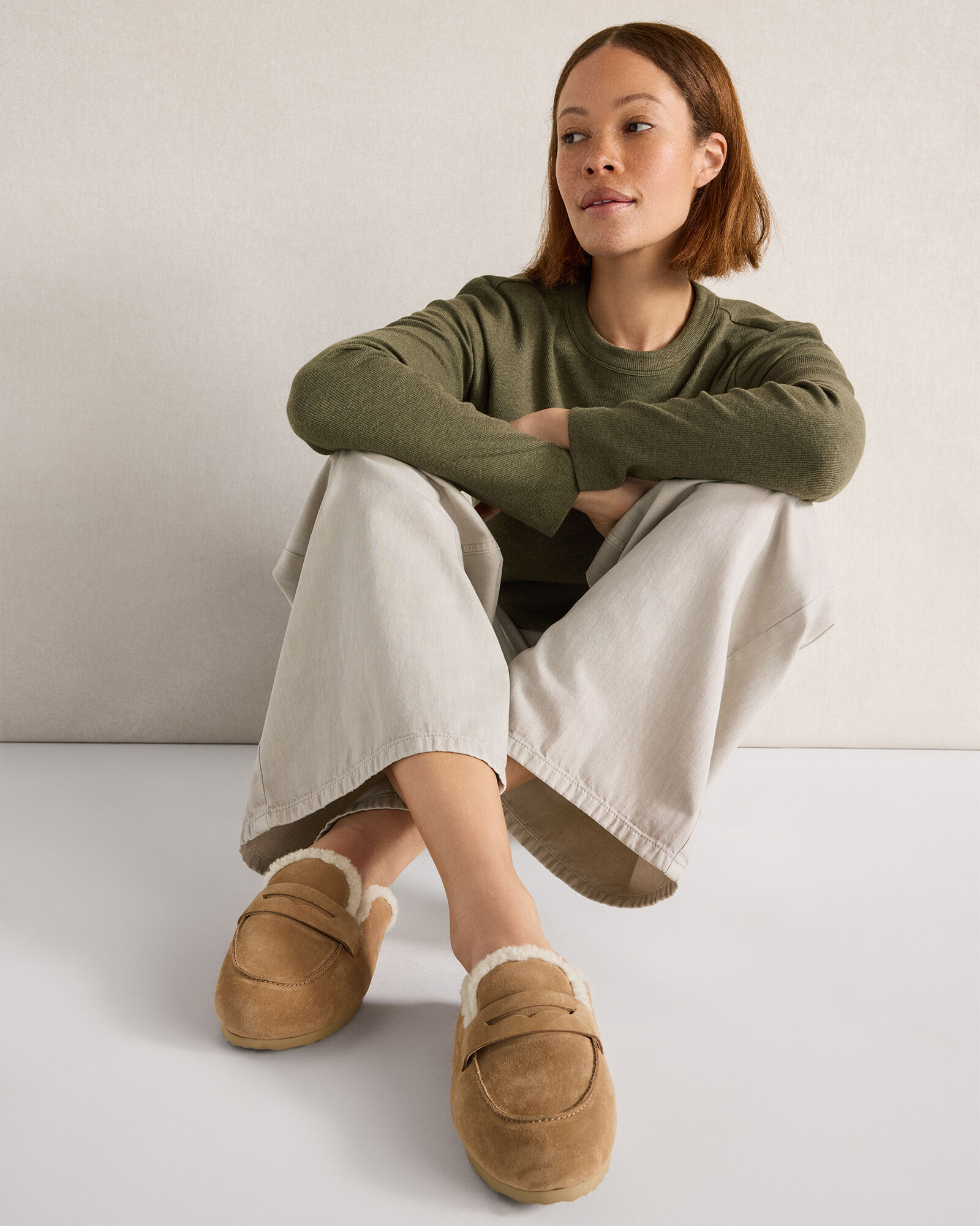 Suede and Sherpa Moccasin Clogs - thumbnail 6