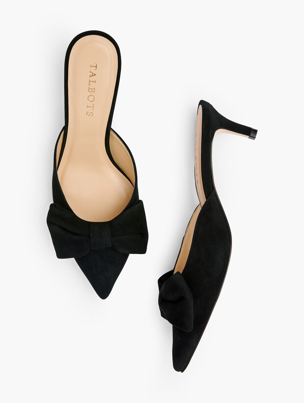 Erica Bow Mules - Suede | Talbots