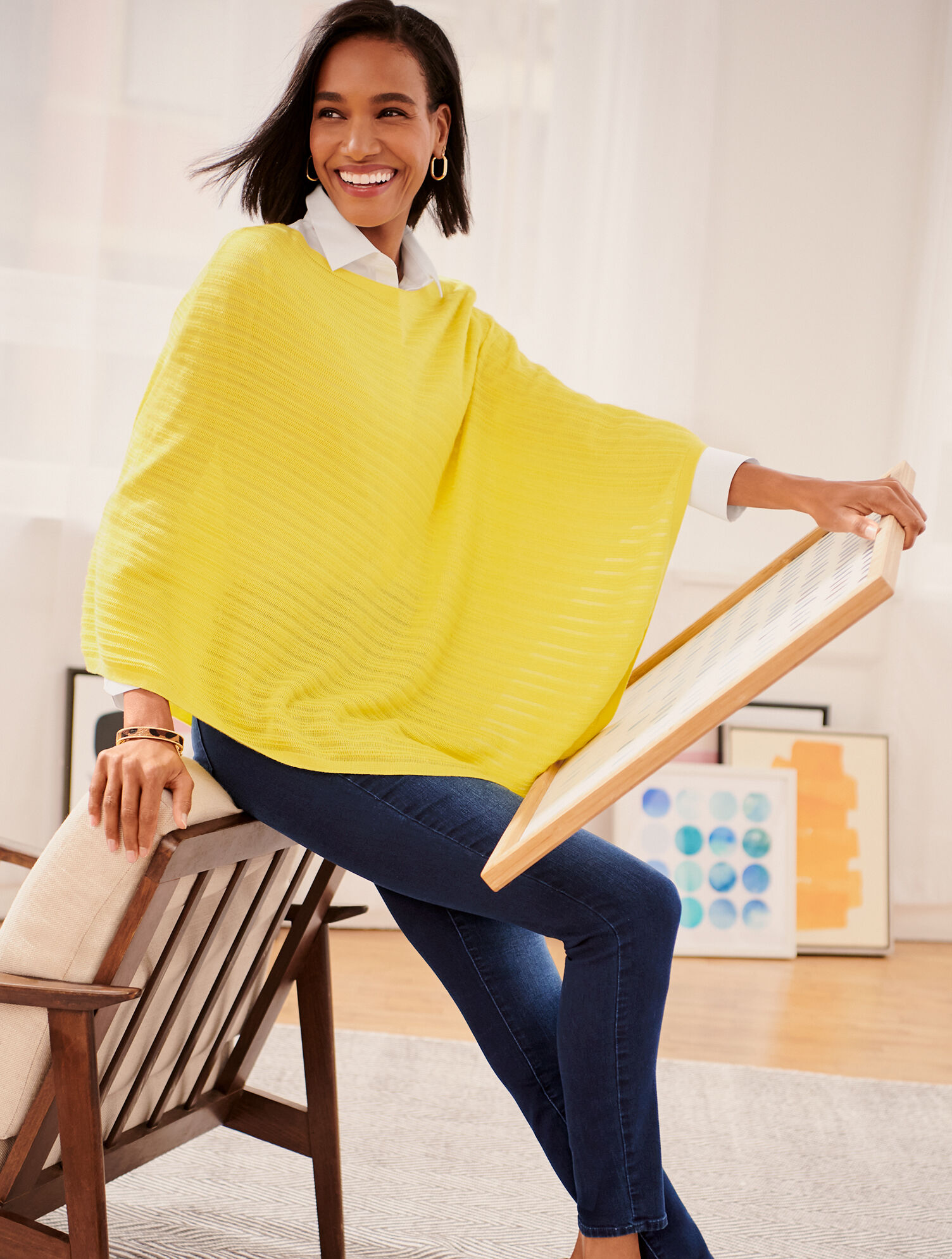 Texture Rib Asymmetrical Poncho