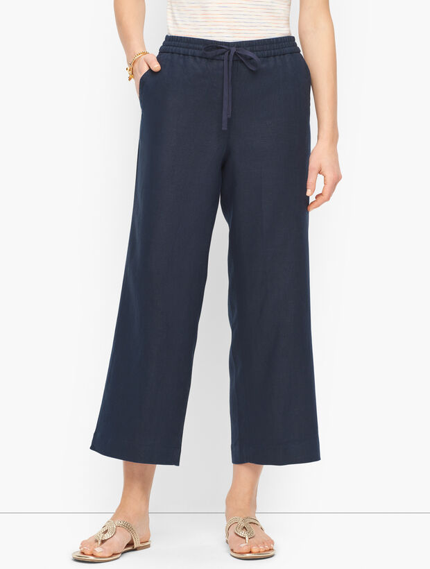 Linen Wide Leg Crop Pants