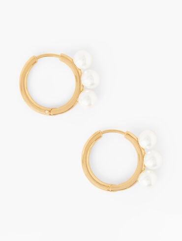 Modern Pearl Hoop Earrings