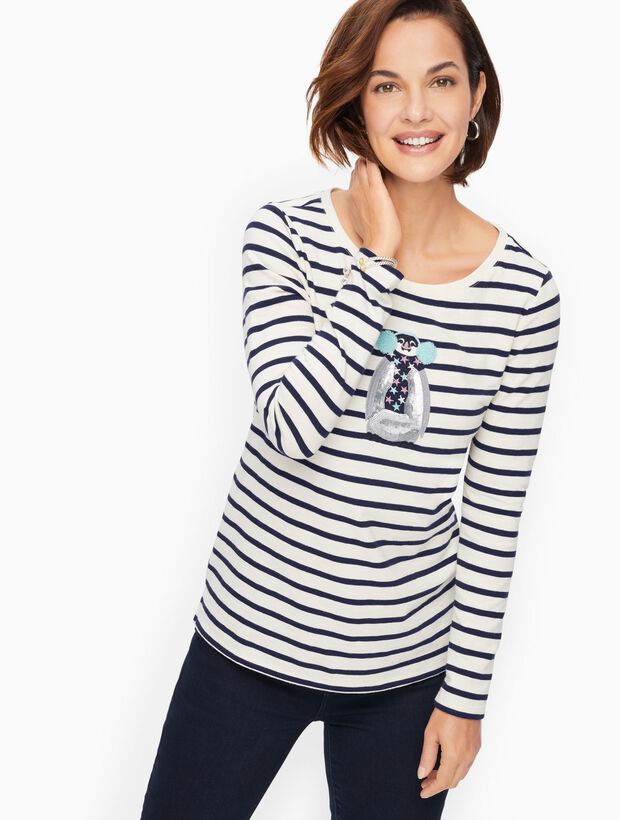 Penguin Stripe Crewneck  Tee