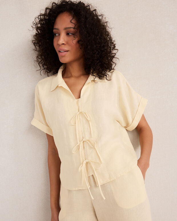 Linen Tie-Front Top