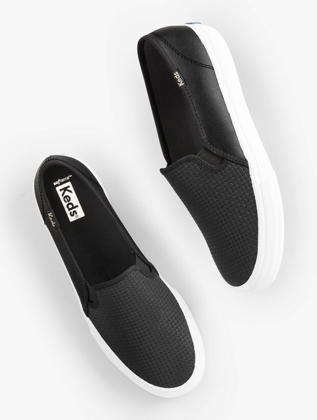 Keds&reg; Double Decker Slip-On Sneakers - Embossed Leather