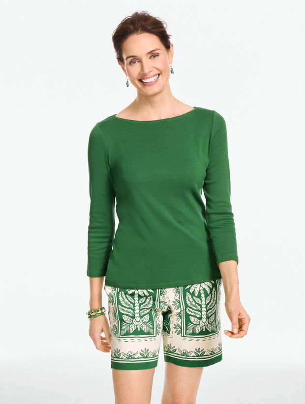 Solid Bateau Neck Tee Pima Cotton