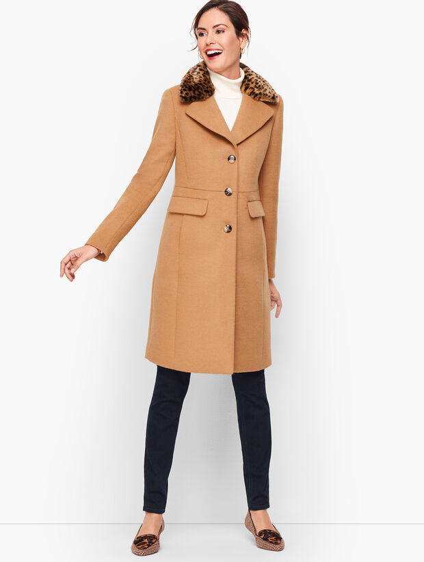 Fur-Trimmed Wool Coat