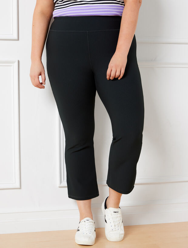Soft Stretch Ribbed Flare Crop Pants