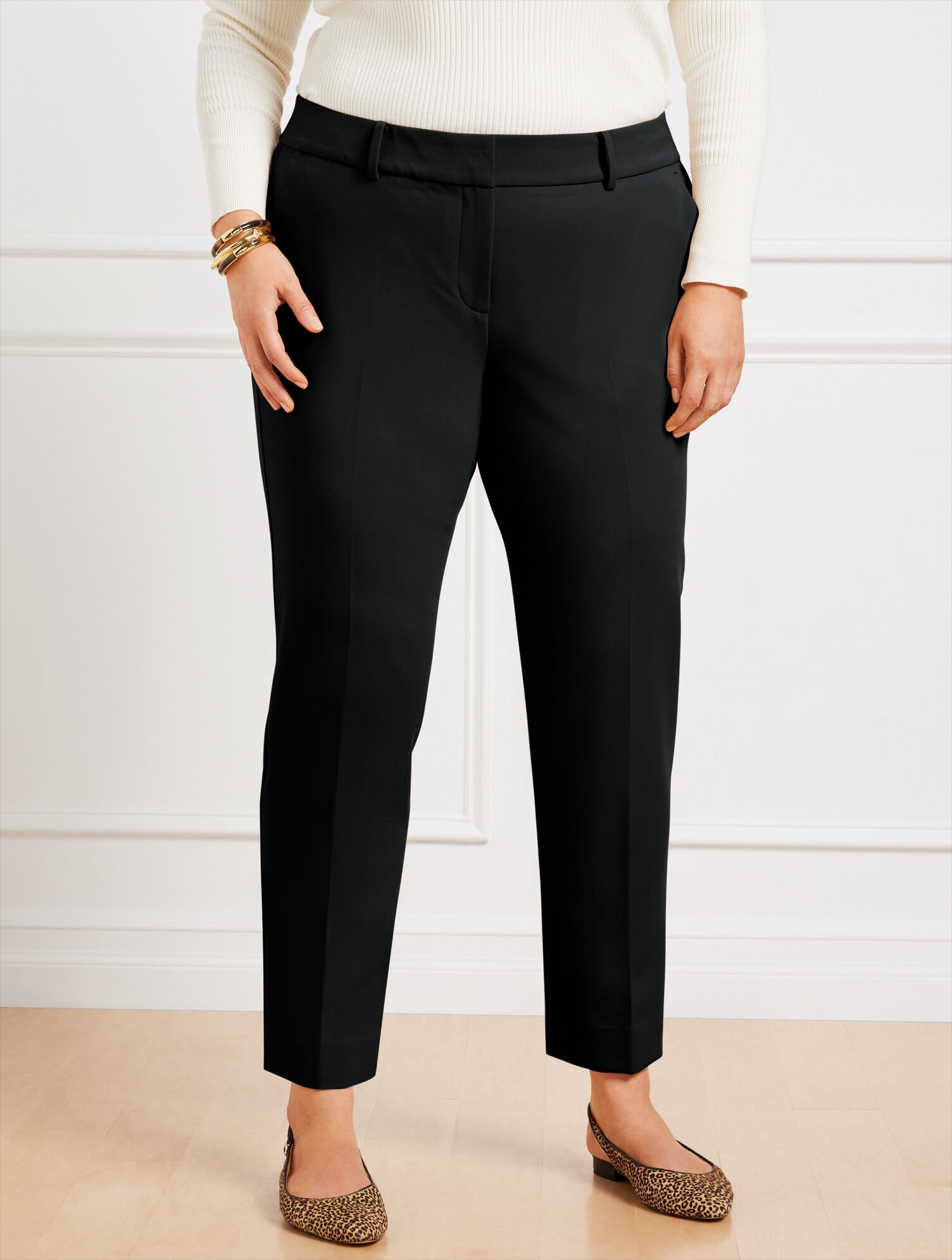 Talbots Hampshire Lightweight Double Cloth Straight Ankle Pant - Curvy Fit