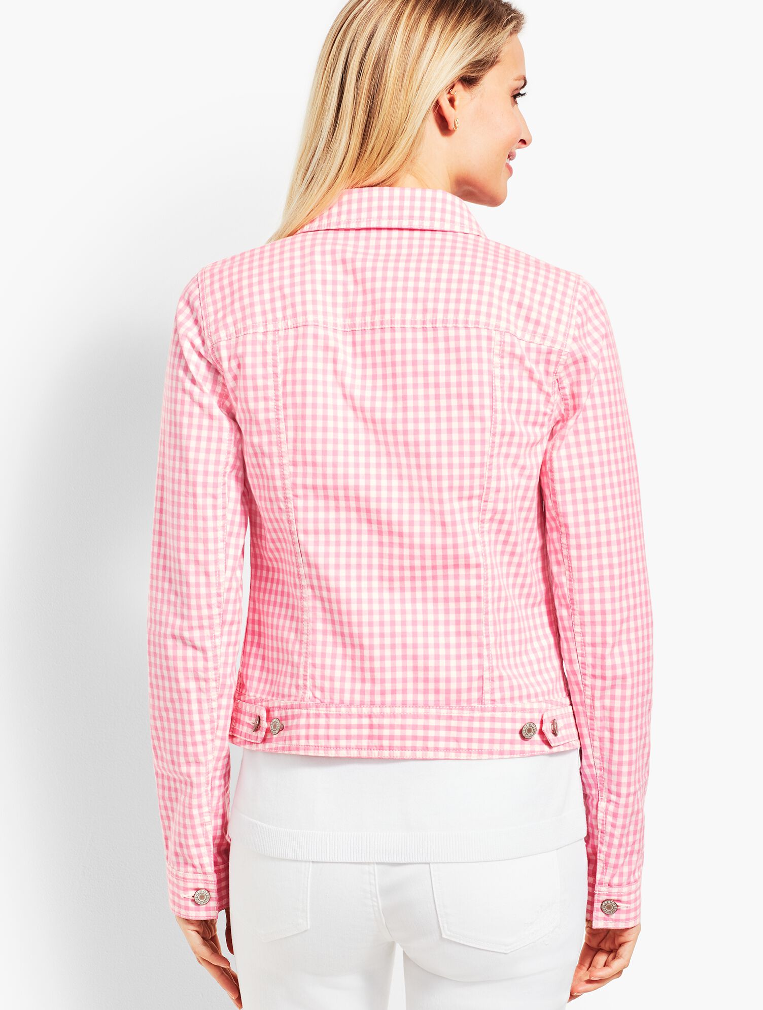 Pink Gingham Denim Jacket