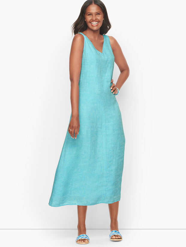 Linen Maxi Dress - Cross Dye