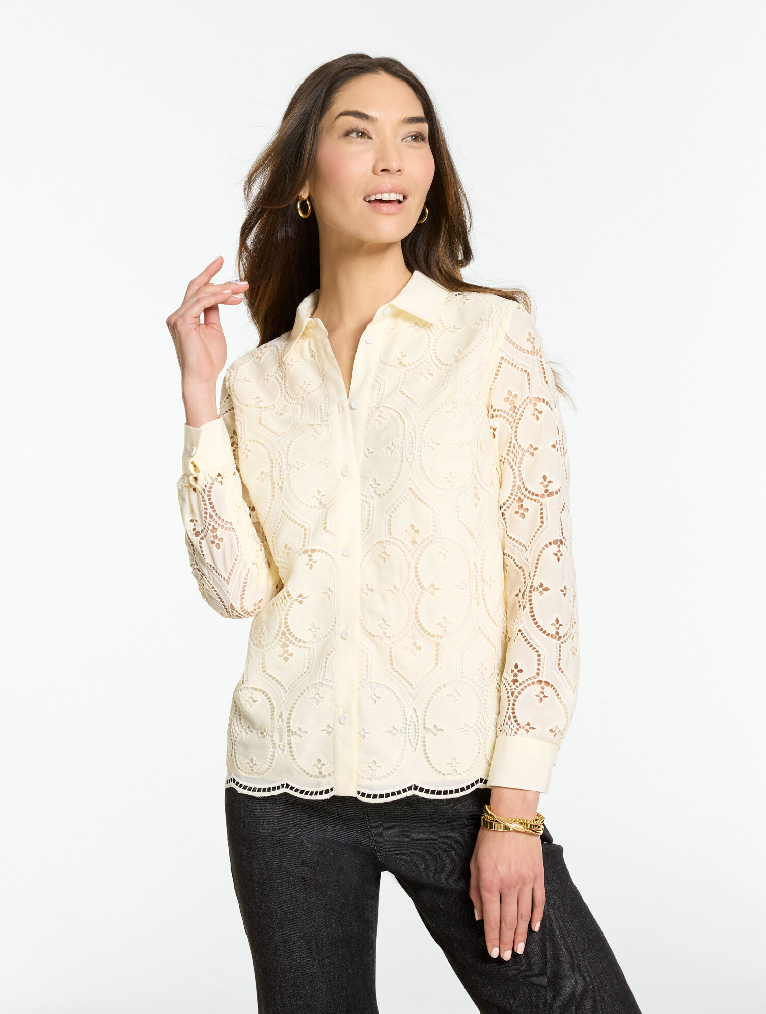 Eyelet Embroidered Lace Blouse