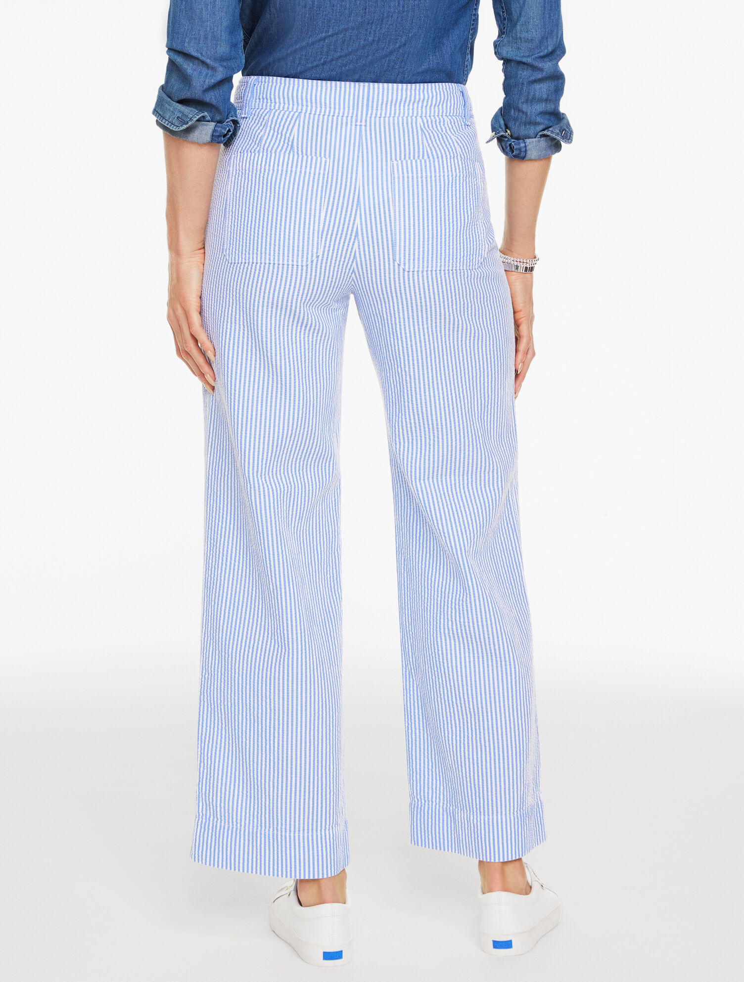 Seersucker Wide Ankle Pants | Talbots