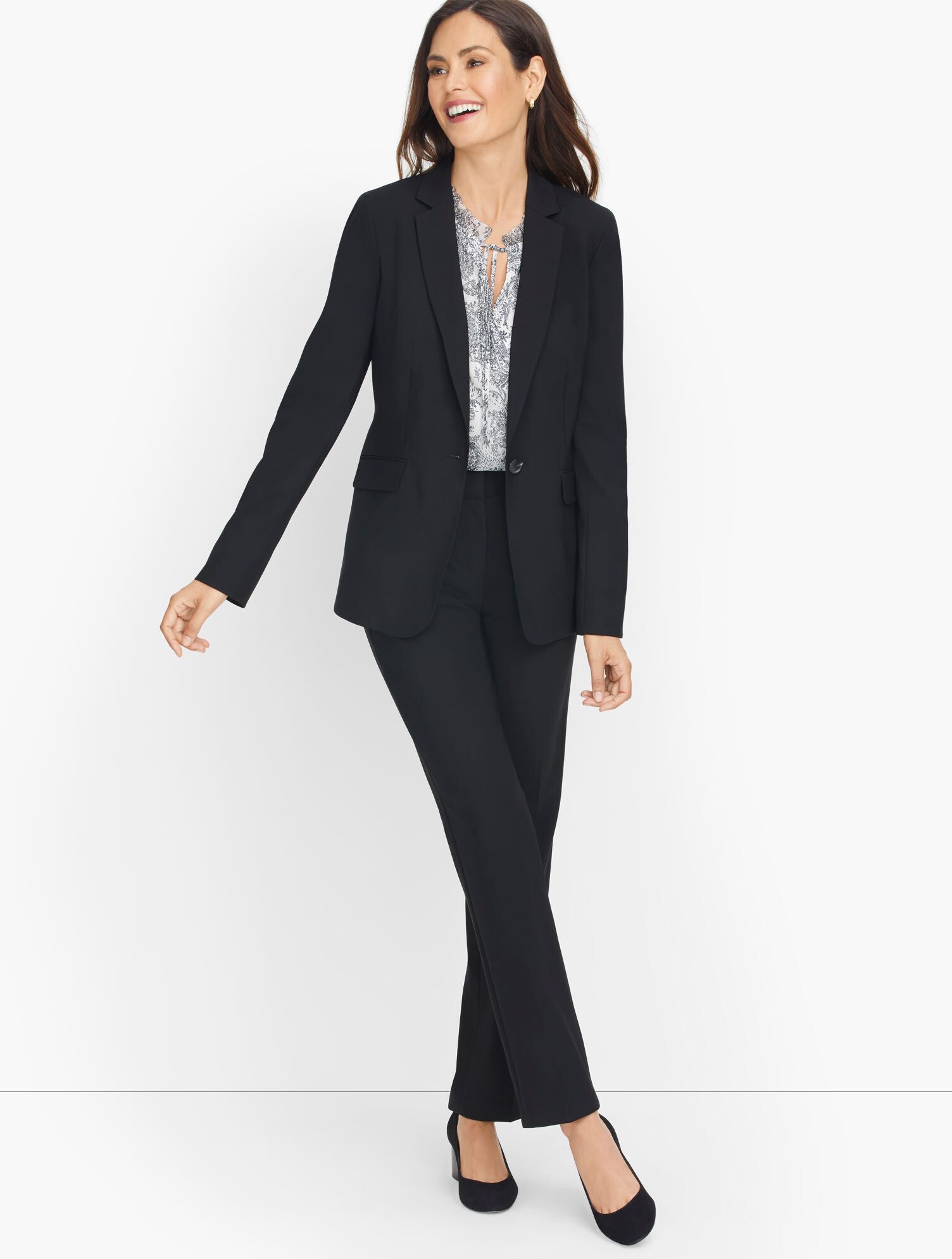 Luxe Wool Single Button Blazer Black Talbots