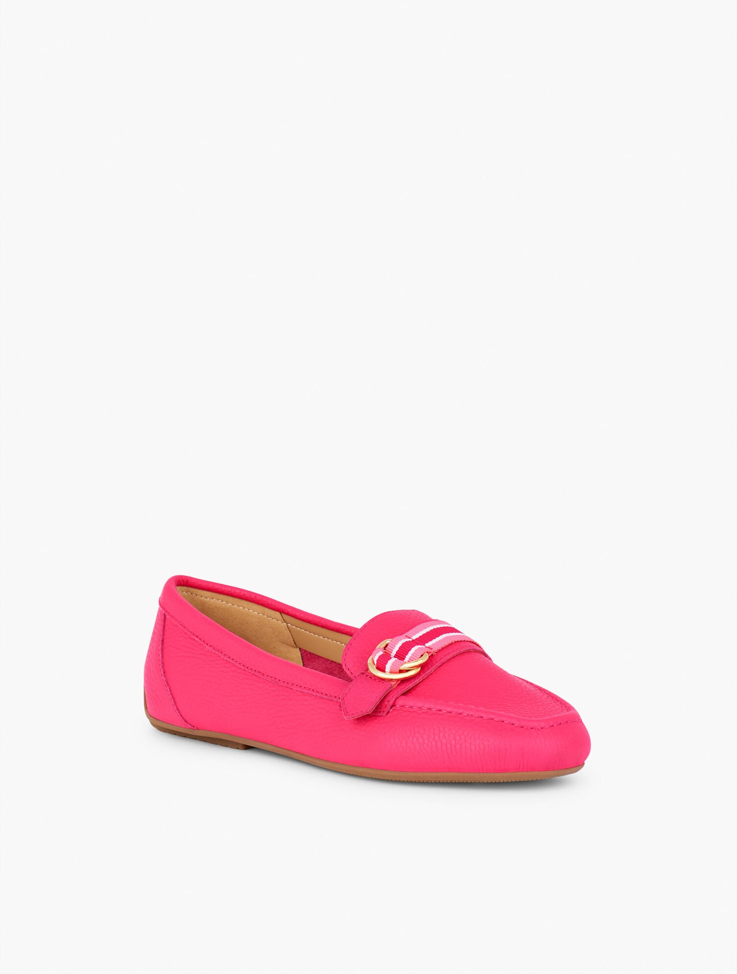 Jessie Pebbled Leather Driving Moccasins - Grosgrain buckle | Talbots