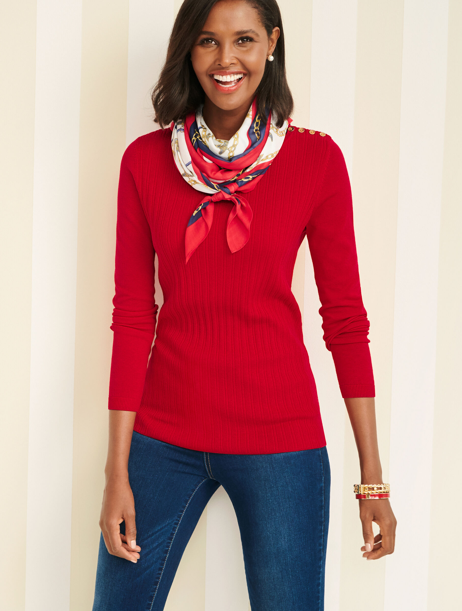 Nautical-Print Square Scarf