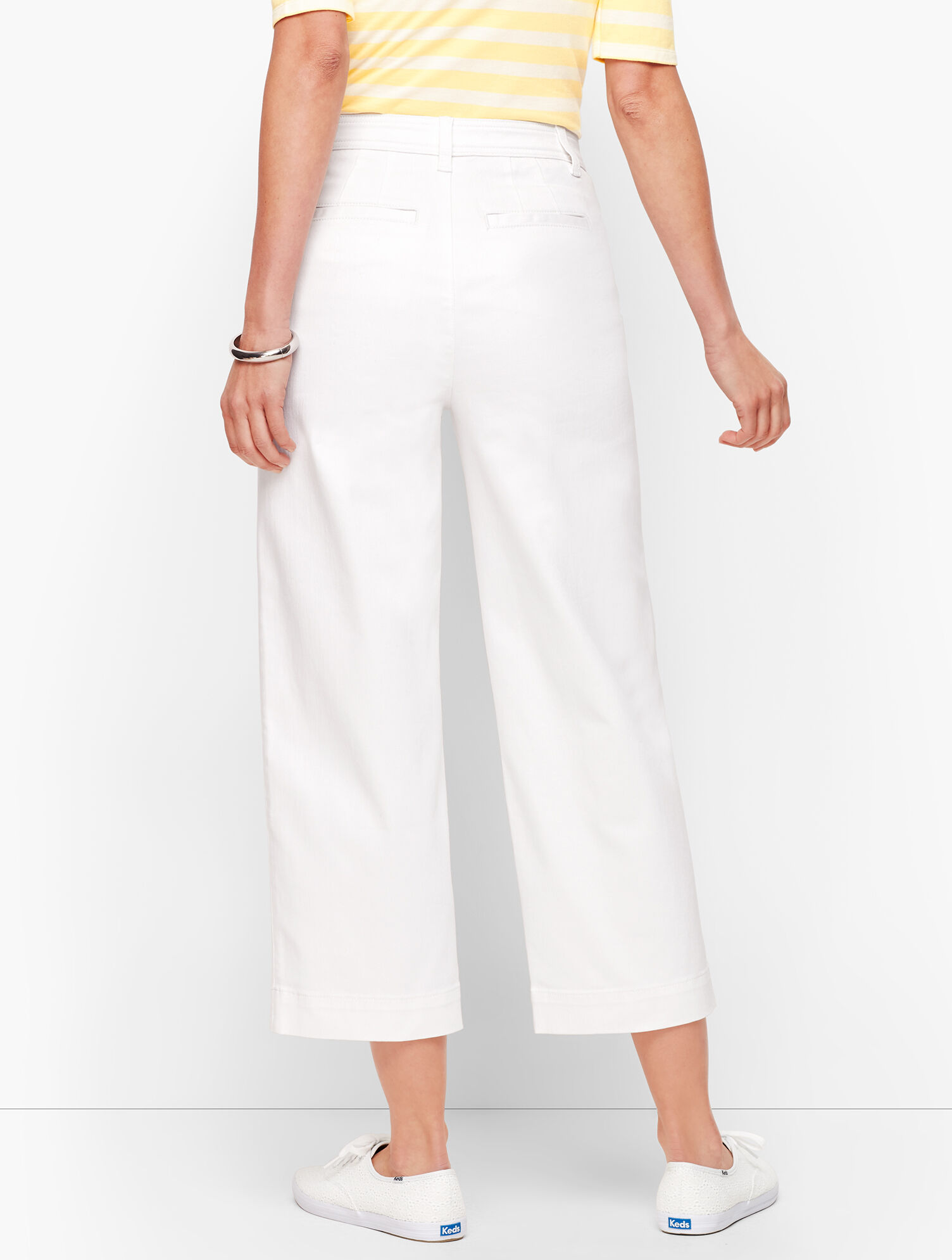 Wide Leg Crop Jeans - White - Curvy Fit
