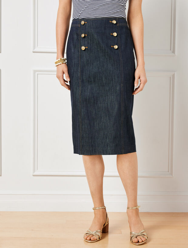Denim button down front midi skirt JBJ1077