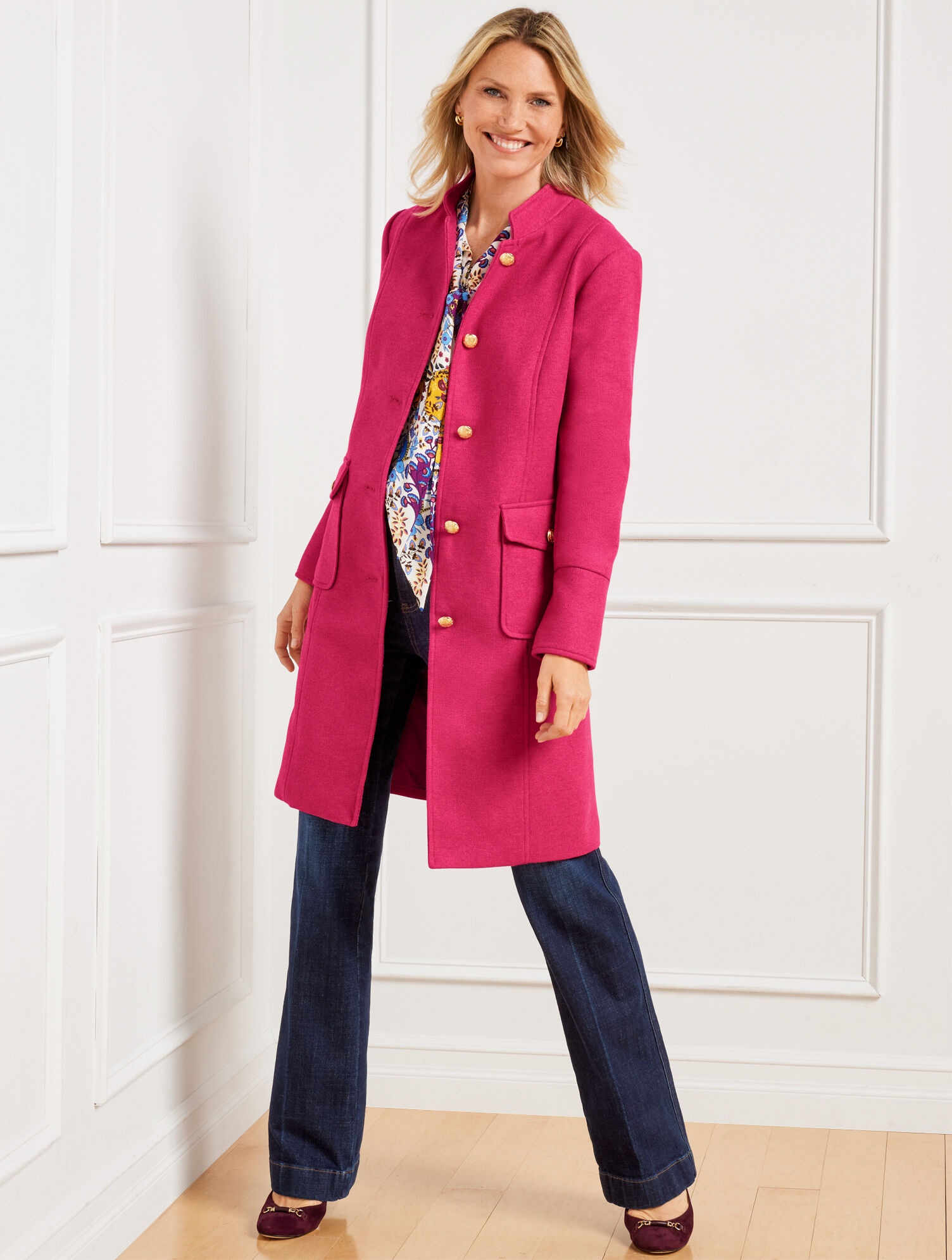 Boiled Wool Coat Talbots Pink Coat Military Coat Talbots