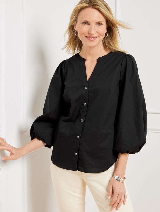Puff Sleeve Poplin Top Talbots