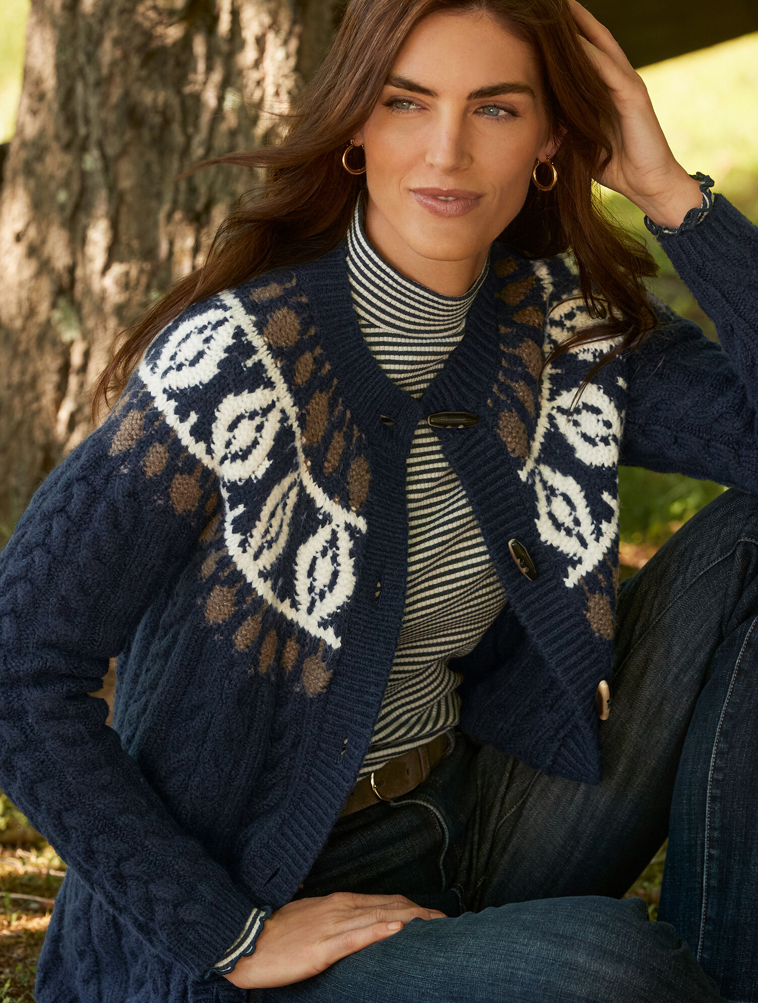 Cable Knit Cardigan - Fair Isle - thumbnail 3