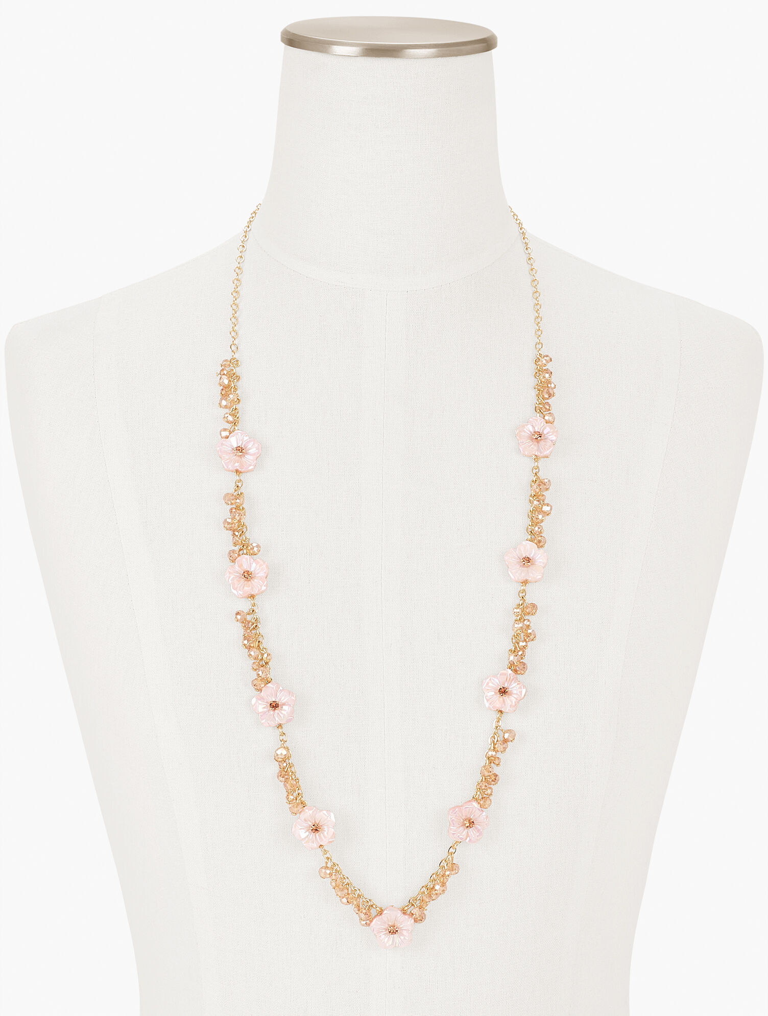 Long Carved Flower Necklace