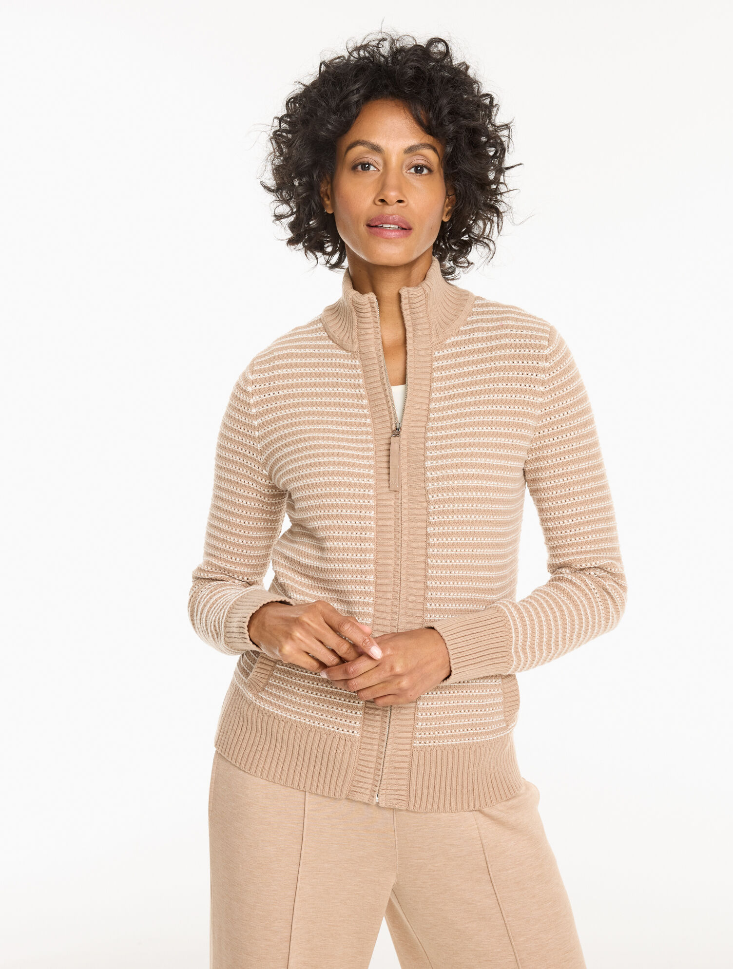 Open Stitch Sweater Jacket - Stripe