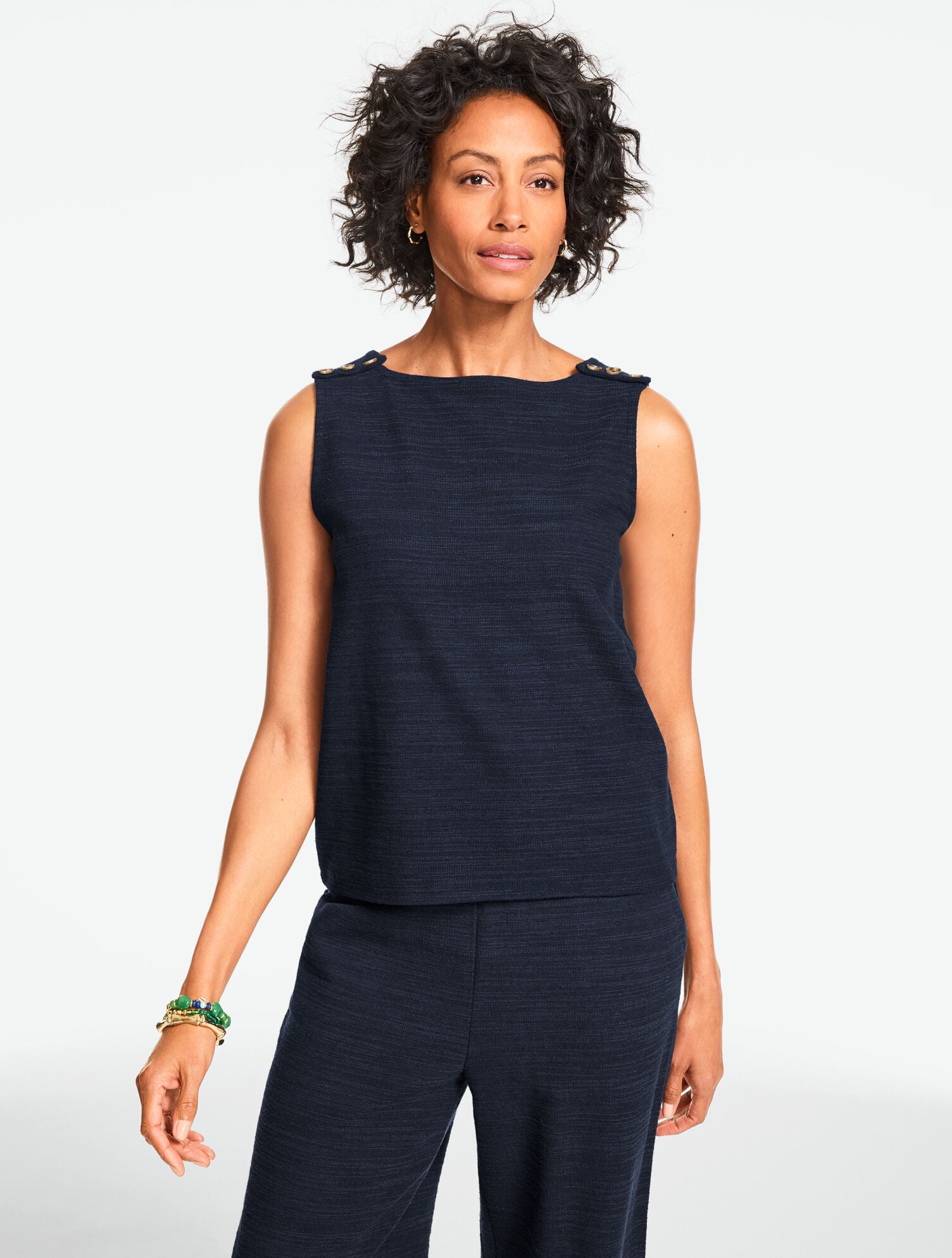 Button Shoulder Sleeveless Top | Talbots