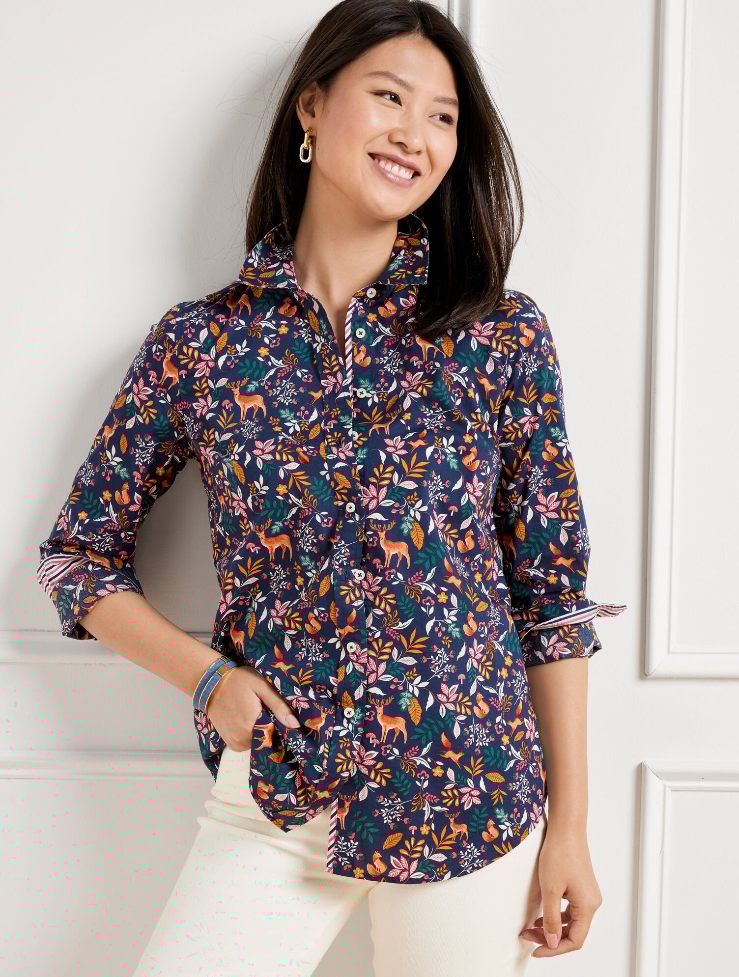 Butterfly Talbots Button Down Shirts Talbots Women's Button Down