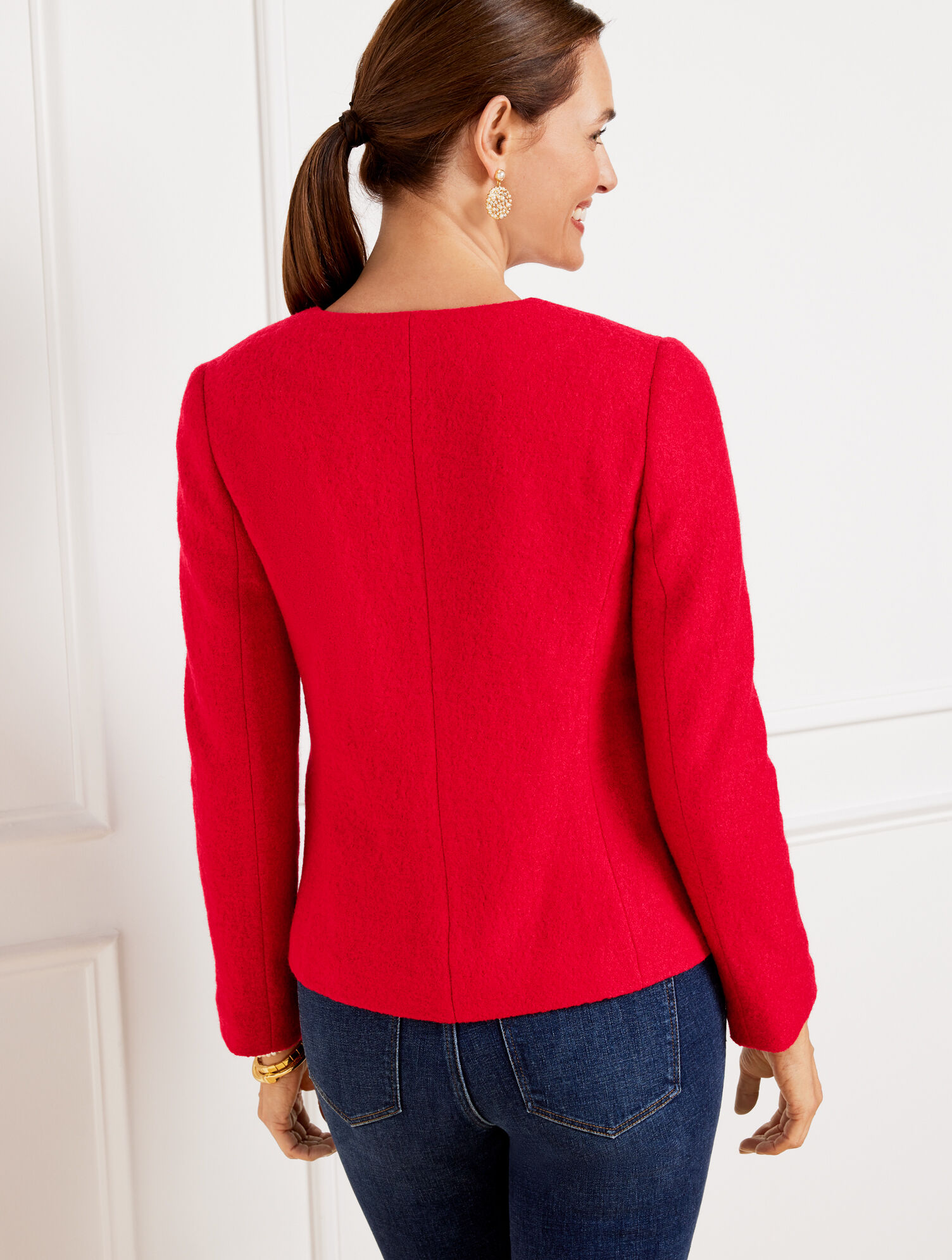 Berkshire Wool Blend Crop Jacket - Red Pop